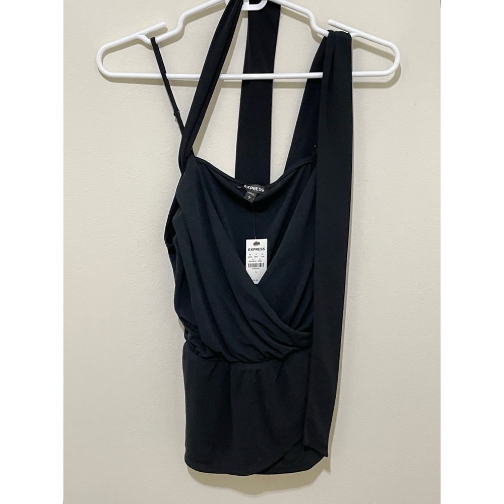 NWT Express Black Halter Top Tie belt, Size Medium